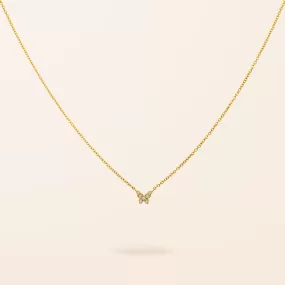 14K Gold Mini Diamond Butterfly Necklace