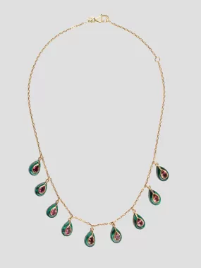 18K Gold with Malachite And Tourmaline Necklace