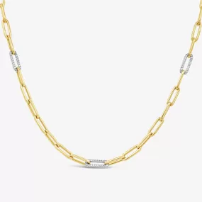 3 Diamond links Paperclip Necklace