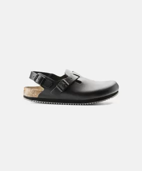 Birkenstock Tokio Leather Black Supergrip Clogs