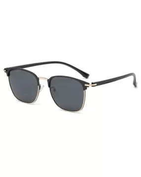 Breathe Polarized Retro Sunglasses, Black and Gold