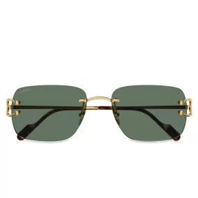 Cartier Eyewear CT0330S-002 C Decor Gold Green Rimless Sunglasses