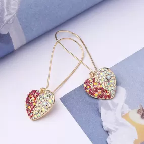 Colorful Crystal Heart Drop Party Earring