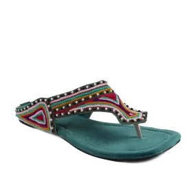 Dark Green Ethnic Chappal 005680