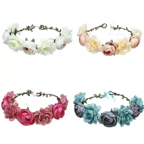 Garland Simulation of Large Roses Green Leaves Peony Flowers Moringa Garland Headband