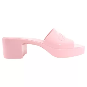 Gucci Light Pink Rubber Block Heel Sandals - 36 / 6.5