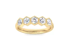 Hexagon Diamond ring, Hexagon wedding band