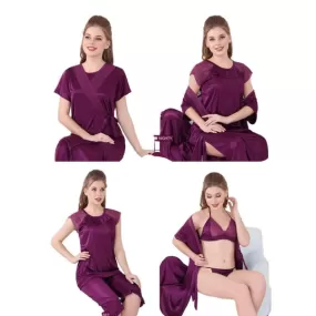 Honeymoon Nighty Women Sleepwear Women Nightwear 6 Pcs Bridal Nighty Set Women Sleepwear