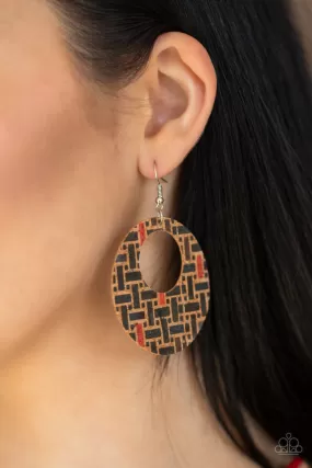 Paparazzi Accessories - Put A Cork In It - Black Cork Earrings