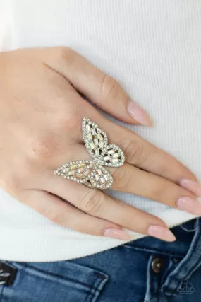 Paparazzi Flauntable Flutter - Multi Iridescent Butterfly Ring Life Of the Party Exclusive Ring