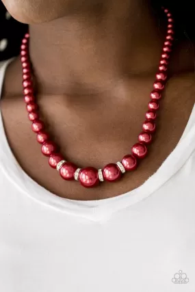 Party Pearls Red-Necklace