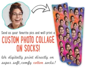 Personalized Face Socks with Photo Collage on Cotton Socks