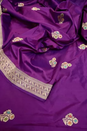 Purple Color Pure Katan Banarasi Saree with Butta Work