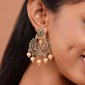 Teejh Sanvita Dark Green Gold Enamel Earrings