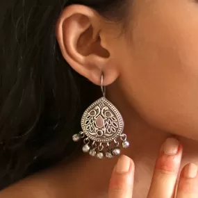 Teejh Vanya Silver Oxidised Pink Earrings