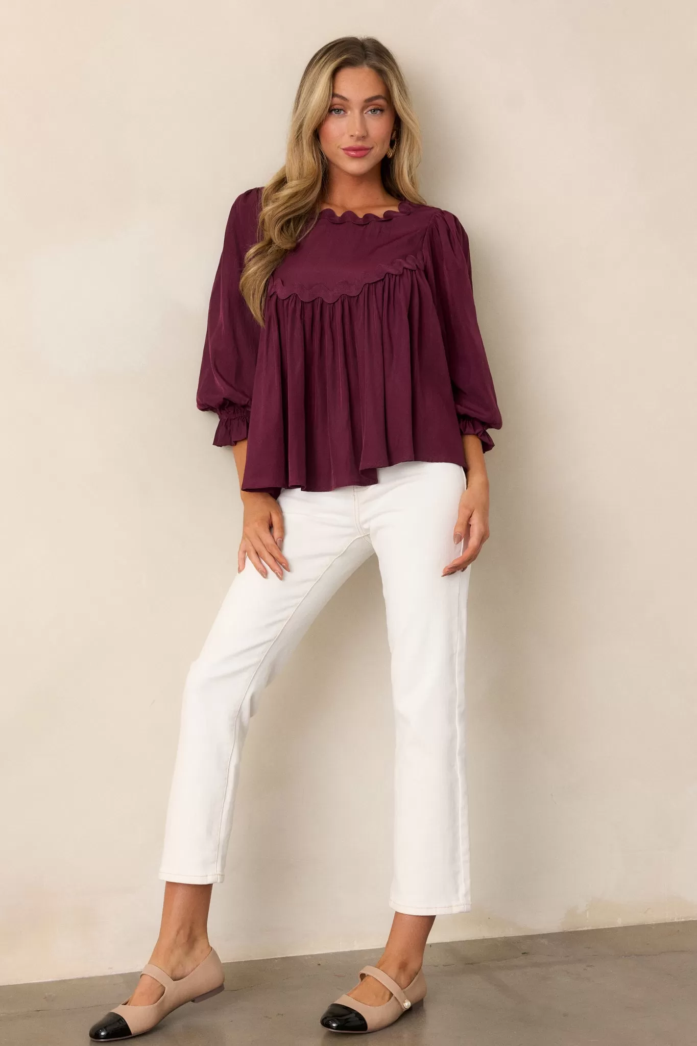 Windswept Wishes Dark Sangria Blouse