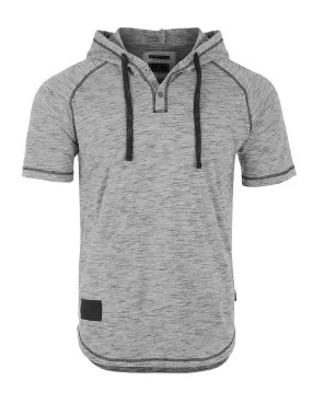 ZIMEGO Men's Short Sleeve Raglan Henley Hoodie